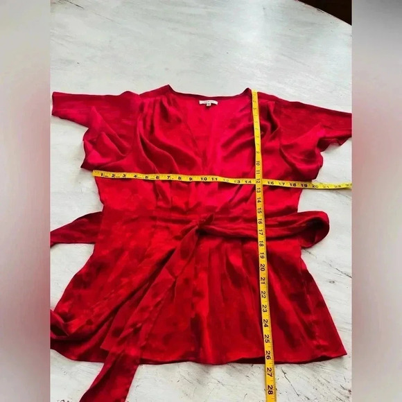 Max Studio Women's Flutter Sleeve Waist Tie Blouse in Pink Size XL NWOT $98 - Picture 8 of 11